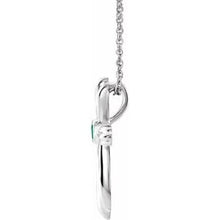 Load image into Gallery viewer, Sterling Silver Chatham¬Æ Lab-Created Emerald Cross 16-18&quot; Necklace
