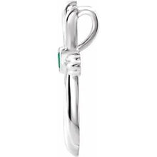 Load image into Gallery viewer, Sterling Silver Chatham¬Æ Created Emerald Cross Pendant
