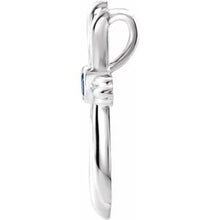 Load image into Gallery viewer, Sterling Silver Chatham¬Æ Created Blue Sapphire Cross Pendant
