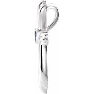 Sterling Silver Chatham¬Æ Created Blue Sapphire Cross Pendant