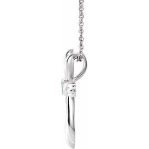 Sterling Silver Blue Zircon Cross 16-18" Necklace