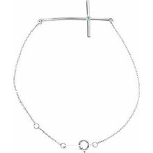 Load image into Gallery viewer, Sterling Silver Aquamarine Sideways Cross Bracelet
