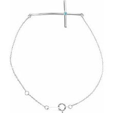 Load image into Gallery viewer, Sterling Silver Imitation Blue Zircon Sideways Cross Bracelet
