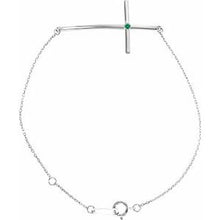 Charger l&#39;image dans la galerie, Sterling Silver Imitation Emerald Sideways Cross Bracelet
