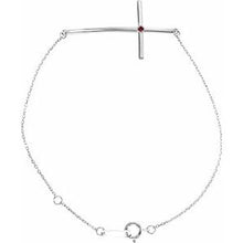 Charger l&#39;image dans la galerie, Sterling Silver Mozambique Garnet Sideways Cross Bracelet
