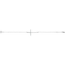Load image into Gallery viewer, Sterling Silver Aquamarine Sideways Cross Bracelet
