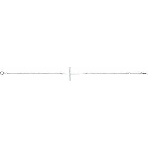 Sterling Silver Aquamarine Sideways Cross Bracelet