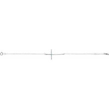 Load image into Gallery viewer, Sterling Silver Imitation Blue Zircon Sideways Cross Bracelet
