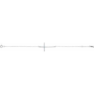 Sterling Silver Imitation Blue Zircon Sideways Cross Bracelet