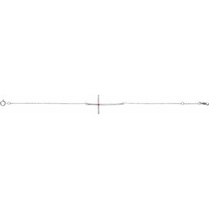 Sterling Silver Imitation Pink Tourmaline Sideways Cross Bracelet