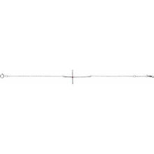 Load image into Gallery viewer, Sterling Silver Imitation Ruby Sideways Cross Bracelet
