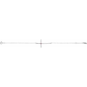 Sterling Silver Imitation Ruby Sideways Cross Bracelet