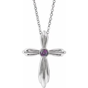 Sterling Silver Chatham¬Æ Lab-Created Alexandrite Cross 16-18
