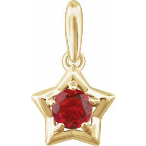 14K Yellow 3 mm Round January Youth Star Birthstone Pendant