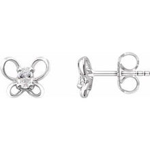 Load image into Gallery viewer, Sterling Silver 4x3 mm Oval April Youth Butterfly Birthstone Earrings

