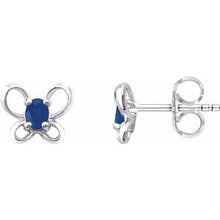 Load image into Gallery viewer, Sterling Silver 4x3 mm Oval September Youth Butterfly Birthstone Earrings
