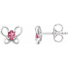 Load image into Gallery viewer, Sterling Silver 4x3 mm Oval October Youth Butterfly Birthstone Earrings
