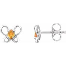Load image into Gallery viewer, Sterling Silver 4x3 mm Oval November Youth Butterfly Birthstone Earrings
