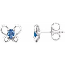 Load image into Gallery viewer, Sterling Silver 4x3 mm Oval December Youth Butterfly Birthstone Earrings
