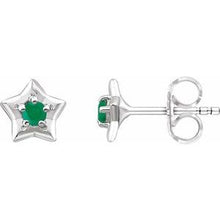 Load image into Gallery viewer, Sterling Silver 3 mm Round May Youth Star Birthstone Earrings
