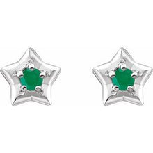 Load image into Gallery viewer, Sterling Silver 3 mm Round May Youth Star Birthstone Earrings

