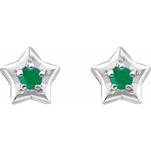 Sterling Silver 3 mm Round May Youth Star Birthstone Earrings