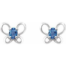 Load image into Gallery viewer, Sterling Silver 4x3 mm Oval December Youth Butterfly Birthstone Earrings
