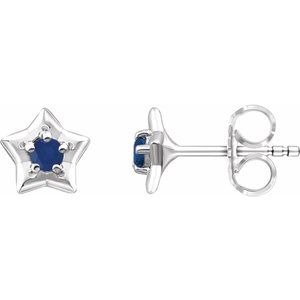 Sterling Silver 3 mm Round September Youth Star Birthstone Earrings