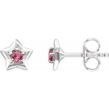 Load image into Gallery viewer, Sterling Silver 3 mm Round October Youth Star Birthstone Earrings
