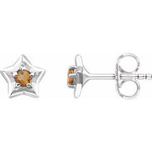 Load image into Gallery viewer, Sterling Silver 3 mm Round November Youth Star Birthstone Earrings
