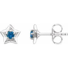 Load image into Gallery viewer, Sterling Silver 3 mm Round December Youth Star Birthstone Earrings
