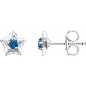 Sterling Silver 3 mm Round December Youth Star Birthstone Earrings