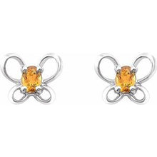 Load image into Gallery viewer, Sterling Silver 4x3 mm Oval November Youth Butterfly Birthstone Earrings
