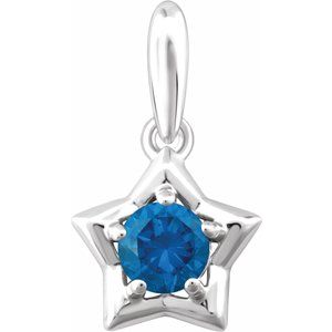 Sterling Silver 3 mm Round December Youth Star Birthstone Pendant