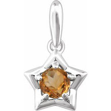 Load image into Gallery viewer, Sterling Silver 3 mm Round November Youth Star Birthstone Pendant
