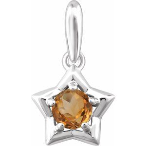 Sterling Silver 3 mm Round November Youth Star Birthstone Pendant