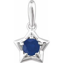 Load image into Gallery viewer, Sterling Silver 3 mm Round September Youth Star Birthstone Pendant
