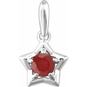 Sterling Silver 3 mm Round July Youth Star Birthstone Pendant
