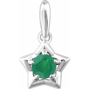 Sterling Silver 3 mm Round May Youth Star Birthstone Pendant