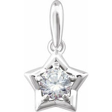 Load image into Gallery viewer, Sterling Silver 3 mm Round April Youth Star Birthstone Pendant
