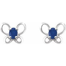 Load image into Gallery viewer, Sterling Silver 4x3 mm Oval September Youth Butterfly Birthstone Earrings

