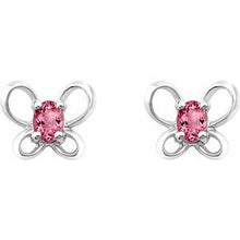 Load image into Gallery viewer, Sterling Silver 4x3 mm Oval October Youth Butterfly Birthstone Earrings
