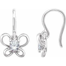 Charger l&#39;image dans la galerie, Sterling Silver 4x3 mm Oval April Youth Butterfly Birthstone Earrings
