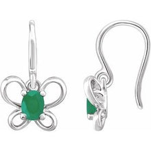 Load image into Gallery viewer, Sterling Silver 4x3 mm Oval May Youth Butterfly Birthstone Earrings
