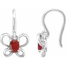 Load image into Gallery viewer, Sterling Silver 4x3 mm Oval July Youth Butterfly Birthstone Earrings
