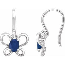 Charger l&#39;image dans la galerie, Sterling Silver 4x3 mm Oval September Youth Butterfly Birthstone Earrings
