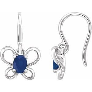 Sterling Silver 4x3 mm Oval September Youth Butterfly Birthstone Earrings