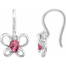 Load image into Gallery viewer, Sterling Silver 4x3 mm Oval October Youth Butterfly Birthstone Earrings
