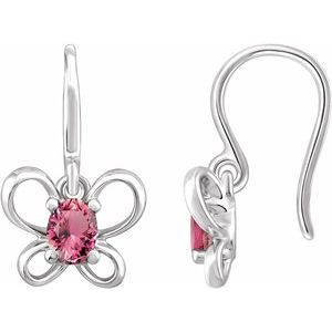 Sterling Silver 4x3 mm Oval October Youth Butterfly Birthstone Earrings