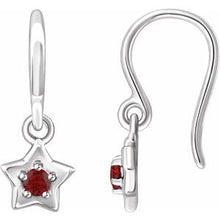 Load image into Gallery viewer, Sterling Silver 3 mm Round January Youth Star Birthstone Earrings
